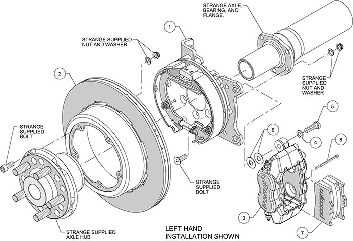 Forged Dynalite Rear Parking Brake Kit Assembly Schematic