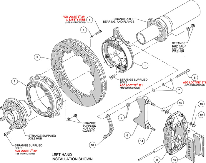 Forged Narrow Superlite 4R Big Brake Rear Parking Brake Kit Assembly Schematic