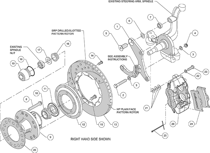 Forged Dynalite Pro Series Front Brake Kit Assembly Schematic