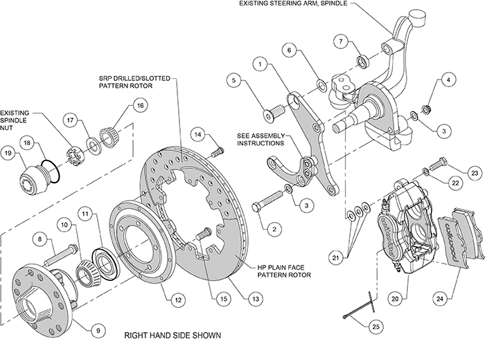 Forged Dynalite Big Brake Front Brake Kit (Hub) Assembly Schematic