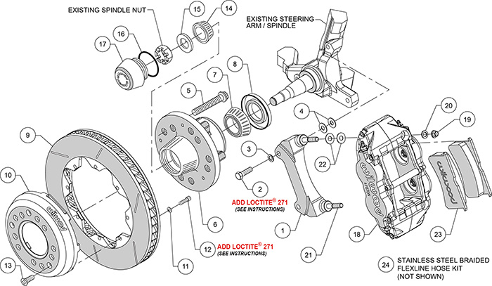 Forged Superlite 4R Big Brake Front Brake Kit (Race) Assembly Schematic