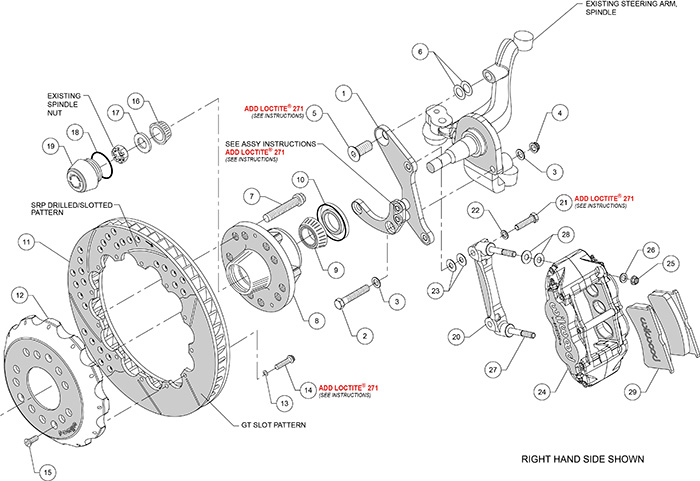 Forged Narrow Superlite 6R Big Brake Front Brake Kit (Hub) Assembly Schematic