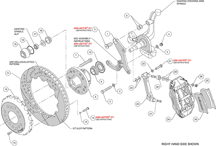 Forged Narrow Superlite 6R Big Brake Front Brake Kit (Hub) Assembly Schematic