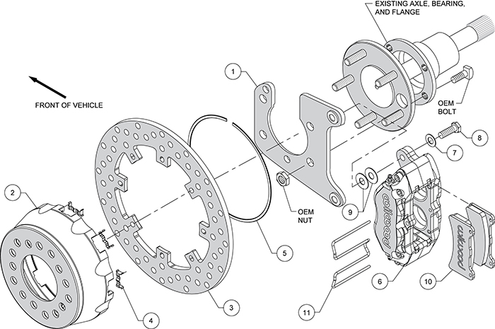 Dynapro SA Lug Drive Dynamic Rear Drag Brake Kit Assembly Schematic