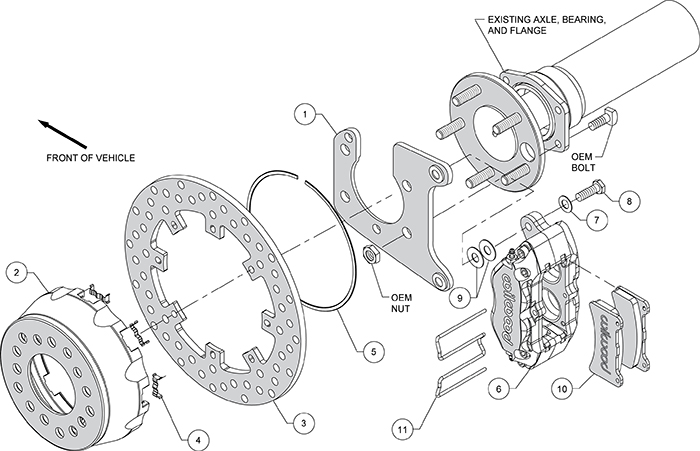 Dynapro SA Lug Drive Dynamic Rear Drag Brake Kit Assembly Schematic