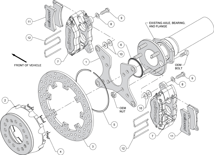 Dynapro Dual SA Lug Drive Dynamic Rear Drag Brake Kit Assembly Schematic