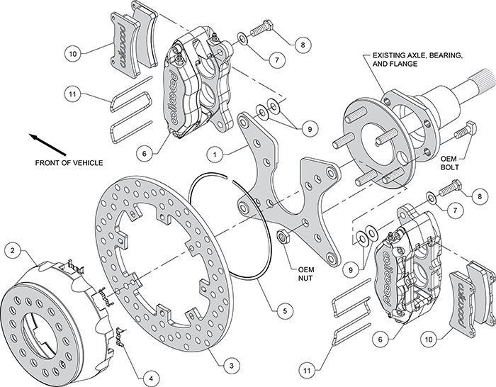 Dynapro Dual SA Lug Drive Dynamic Rear Drag Brake Kit Assembly Schematic