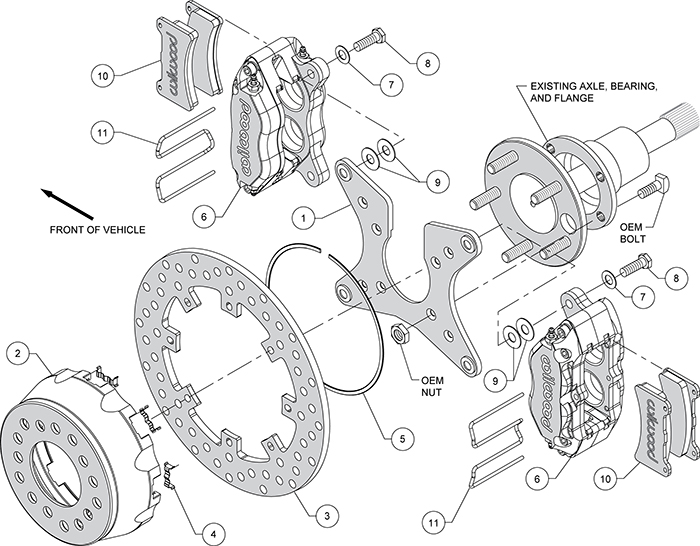 Dynapro Dual SA Lug Drive Dynamic Rear Drag Brake Kit Assembly Schematic