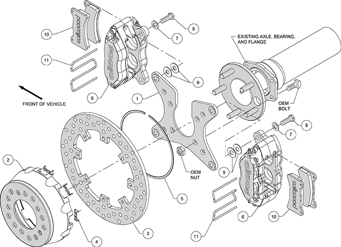 Dynapro Dual SA Lug Drive Dynamic Rear Drag Brake Kit Assembly Schematic