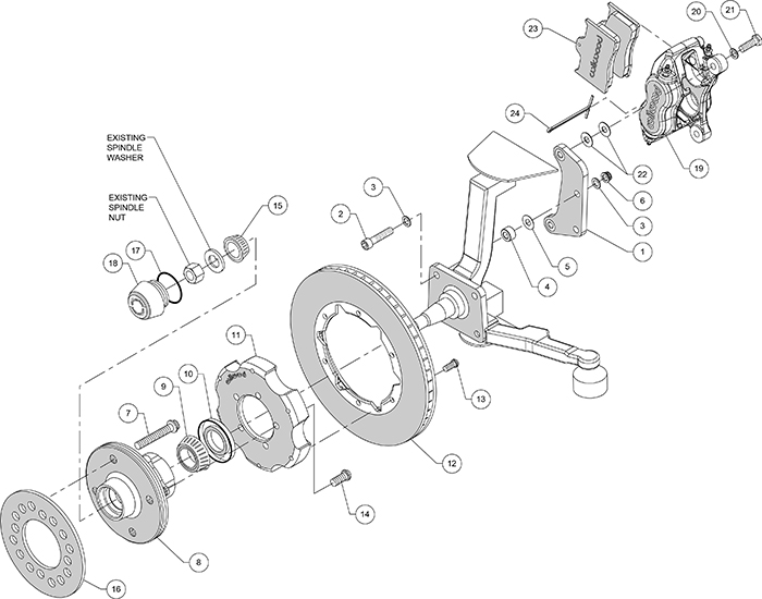 Forged Dynalite Pro Series Front Brake Kit Assembly Schematic
