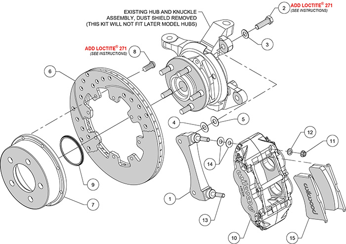 Forged Narrow Superlite 4R Big Brake Front Brake Kit (Hat) Assembly Schematic