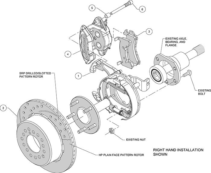 D154 Rear Parking Brake Kit Assembly Schematic