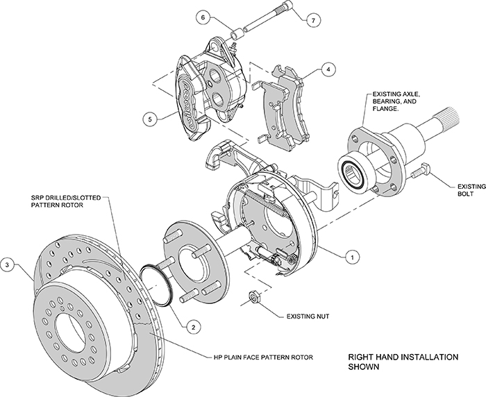 D154 Rear Parking Brake Kit Assembly Schematic