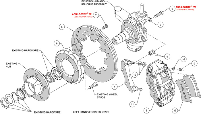 Forged Narrow Superlite 4R Big Brake Front Brake Kit (Hat) Assembly Schematic