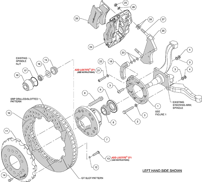 Forged Narrow Superlite 6R Big Brake Front Brake Kit (Hub) Assembly Schematic