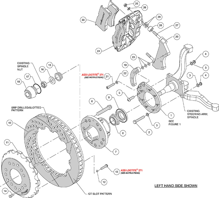 Forged Narrow Superlite 6R Big Brake Front Brake Kit (Hub) Assembly Schematic