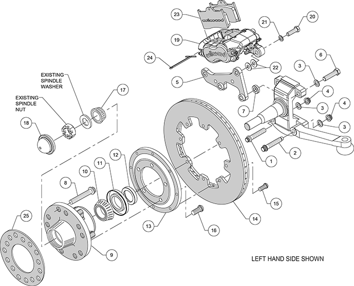 Forged Dynalite Pro Series Front Brake Kit Assembly Schematic