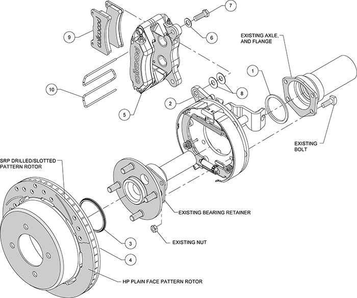 Forged Dynapro Low-Profile Rear Parking Brake Kit Assembly Schematic