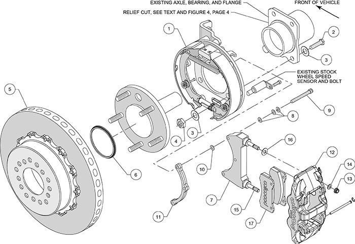 AERO4 WCCB Carbon-Ceramic Big Brake Rear Parking Brake Kit Assembly Schematic