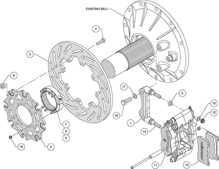 Billet Narrow Dynalite Radial Mount Sprint Inboard Brake Kit Assembly Schematic