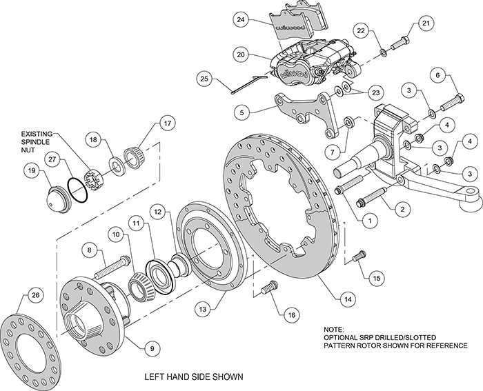 Forged Dynalite Pro Series Front Brake Kit Assembly Schematic