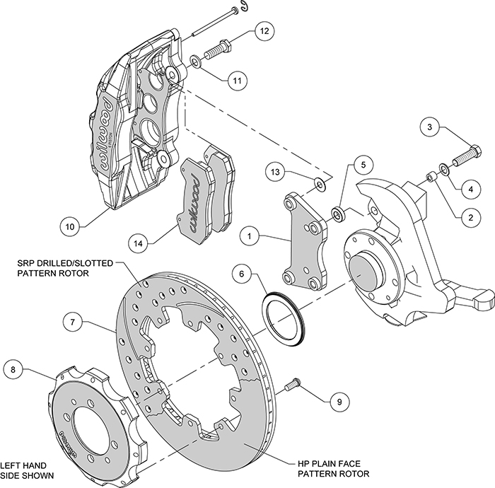 Forged Dynapro 6 Big Brake Front Brake Kit (Hat) Assembly Schematic