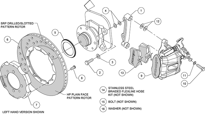 Combination Parking Brake Caliper Rear Brake Kit Assembly Schematic