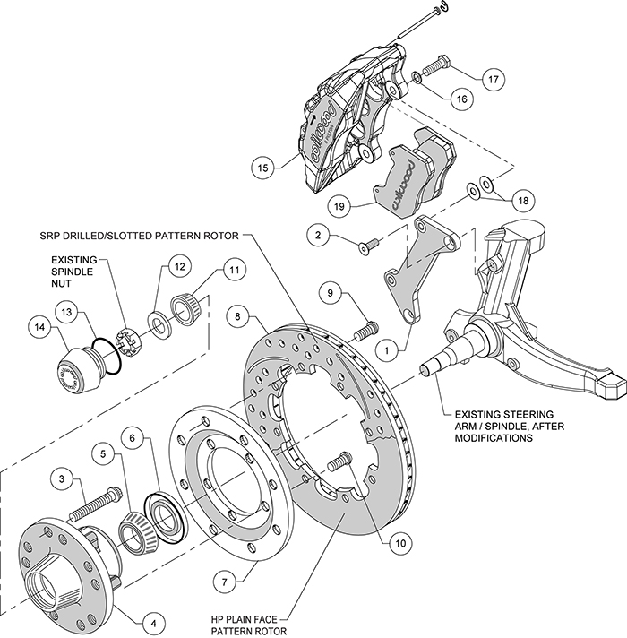 Forged Dynapro 6 Big Brake Front Brake Kit (Hub) Assembly Schematic