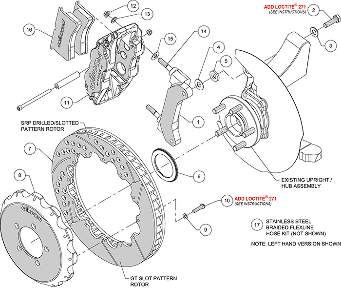 Forged Narrow Superlite 6R Big Brake Front Brake Kit (Hat) Assembly Schematic