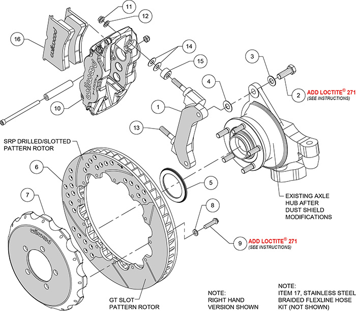 Forged Narrow Superlite 6R Big Brake Front Brake Kit (Hat) Assembly Schematic