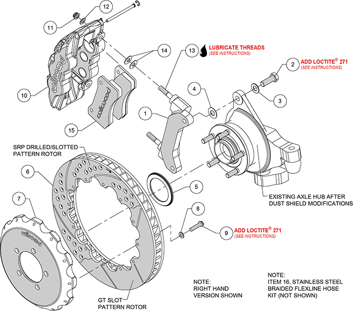 AERO6 Big Brake Front Brake Kit Assembly Schematic