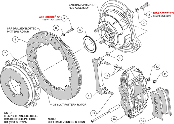 Forged Narrow Superlite 4R Big Brake Rear Brake Kit For OE Parking Brake Assembly Schematic