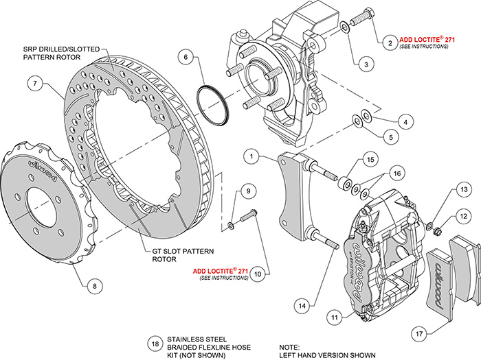 Forged Narrow Superlite 6R Big Brake Front Brake Kit (Hat) Assembly Schematic