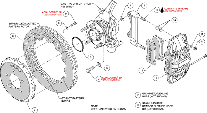 AERO6 Big Brake Front Brake Kit Assembly Schematic