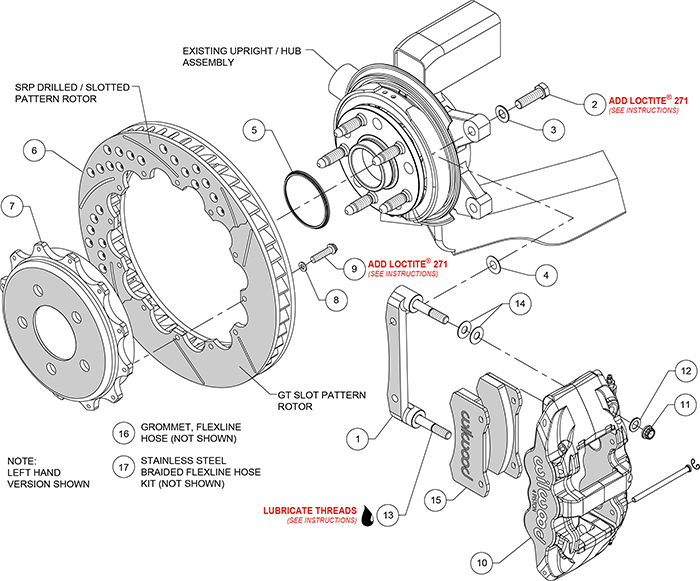 AERO4 Big Brake Rear Brake Kit For OE Parking Brake Assembly Schematic