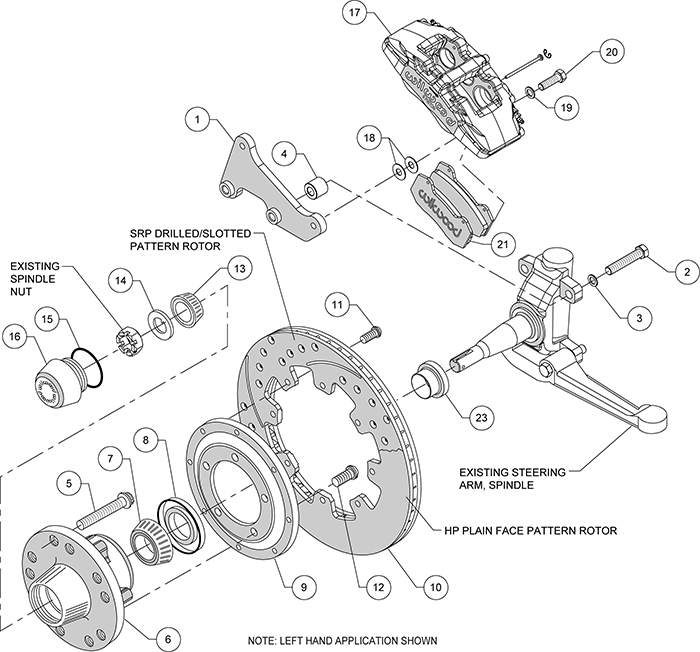 Forged Dynapro 6 Big Brake Front Brake Kit (Hub) Assembly Schematic