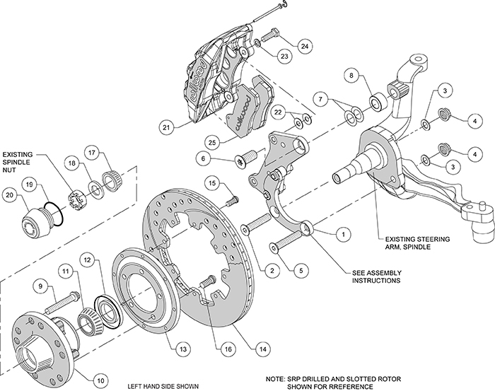 Forged Dynapro 6 Big Brake Front Brake Kit (Hub) Assembly Schematic