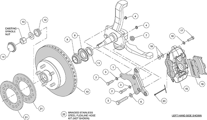 Classic Series Dynalite Front Brake Kit Assembly Schematic