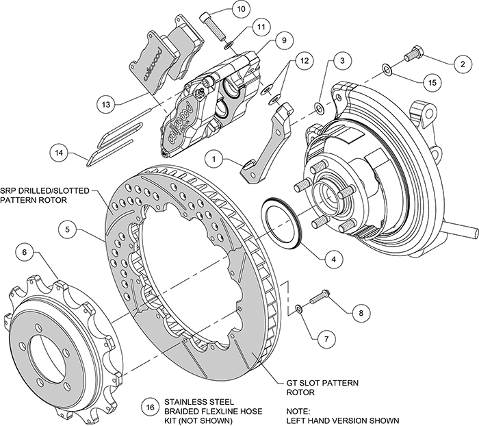 Dynapro Radial Rear Brake Kit For OE Parking Brake Assembly Schematic