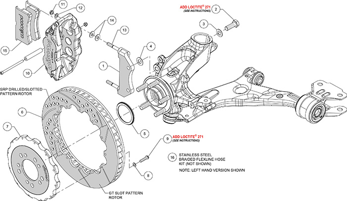 Forged Narrow Superlite 6R Big Brake Front Brake Kit (Hat) Assembly Schematic