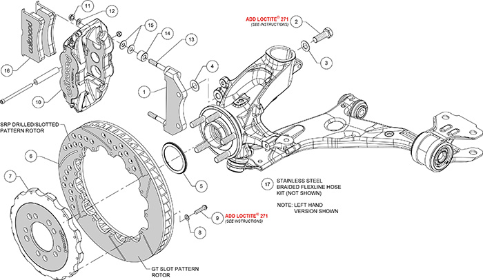 Forged Narrow Superlite 6R Big Brake Front Brake Kit (Hat) Assembly Schematic