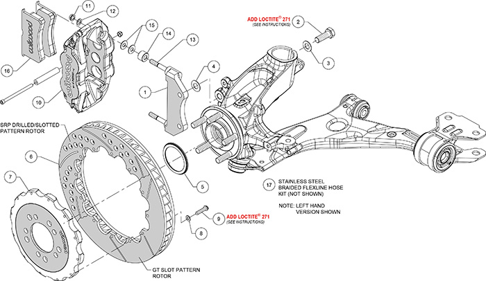 Forged Narrow Superlite 6R Big Brake Front Brake Kit (Hat) Assembly Schematic