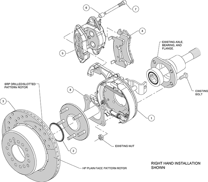 D154 Rear Parking Brake Kit Assembly Schematic