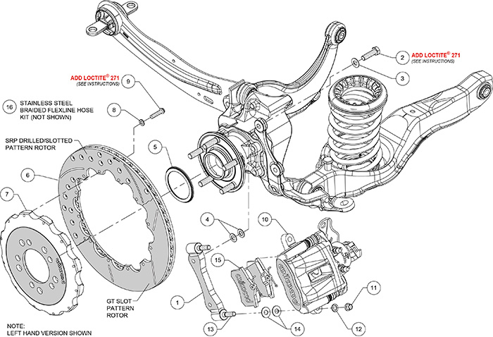 Combination Parking Brake Caliper Rear Brake Kit Assembly Schematic