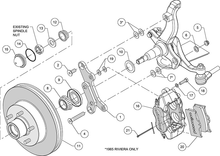 Classic Series Dynalite Front Brake Kit Assembly Schematic