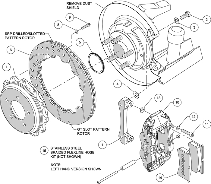 Forged Narrow Superlite 4R Big Brake Rear Brake Kit For OE Parking Brake Assembly Schematic