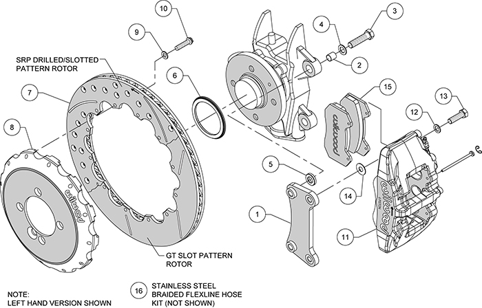 Forged Dynapro 6 Big Brake Front Brake Kit (Hat) Assembly Schematic