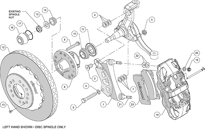 AERO6 WCCB Carbon-Ceramic Big Brake Front Brake Kit Assembly Schematic