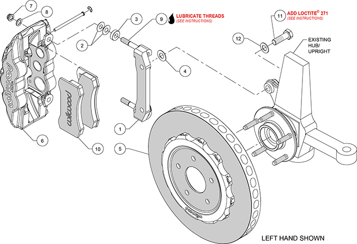 AERO6 WCCB Carbon-Ceramic Big Brake Front Brake Kit Assembly Schematic