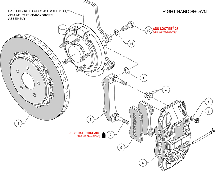 AERO4 WCCB Carbon-Ceramic Big Brake Rear OE Parking Brake Kit Assembly Schematic